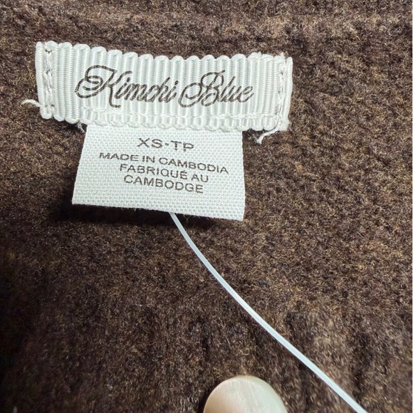 Kimchi Blue XS Coquette Cardigan Librarycore Brown Fuzzy Button Dark Academia - Picture 6 of 7